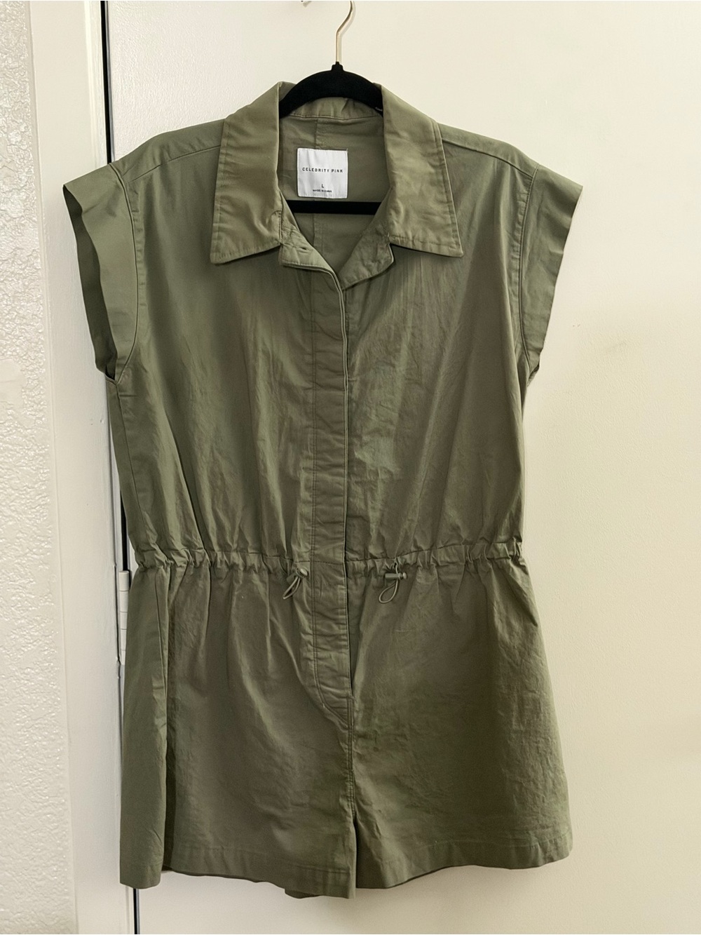 Olive Green Short Sleeve Utility Romper